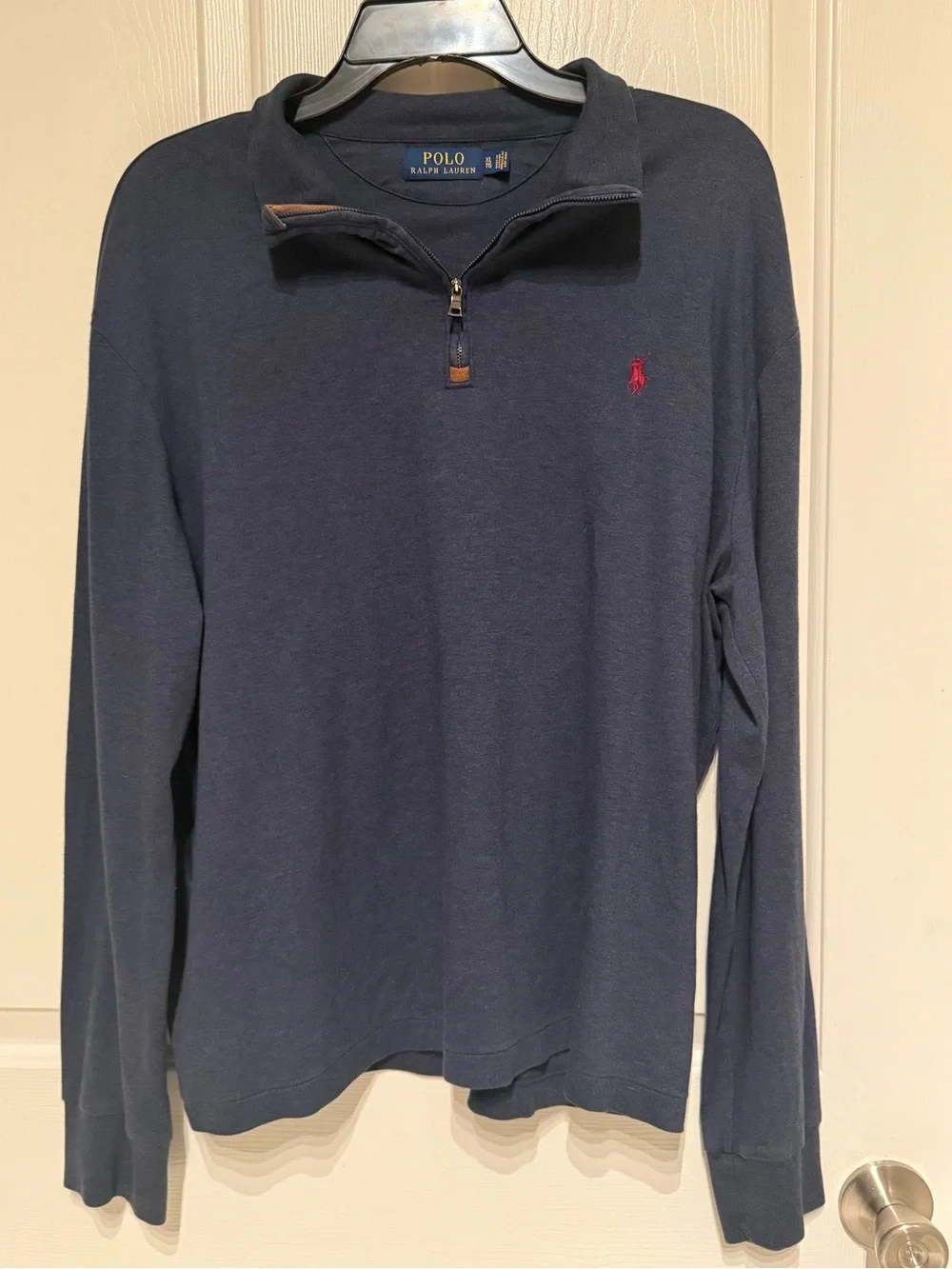 Ralph Lauren Navy Quarter-Zip Long Sleeve Polo - XL